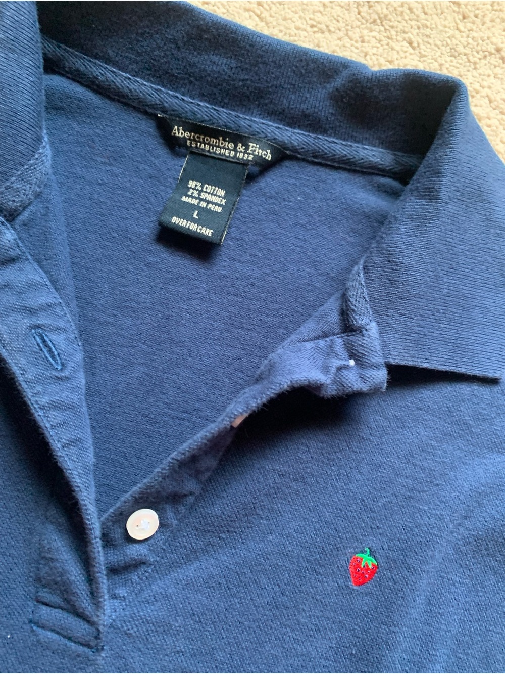 Vintage y2K Abercrombie & Fitch Polo with Strawberry - Picture 2 of 5
